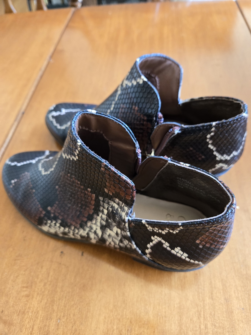 crown & ivy Snake-Print Ankle Boots in Black, Brown & White